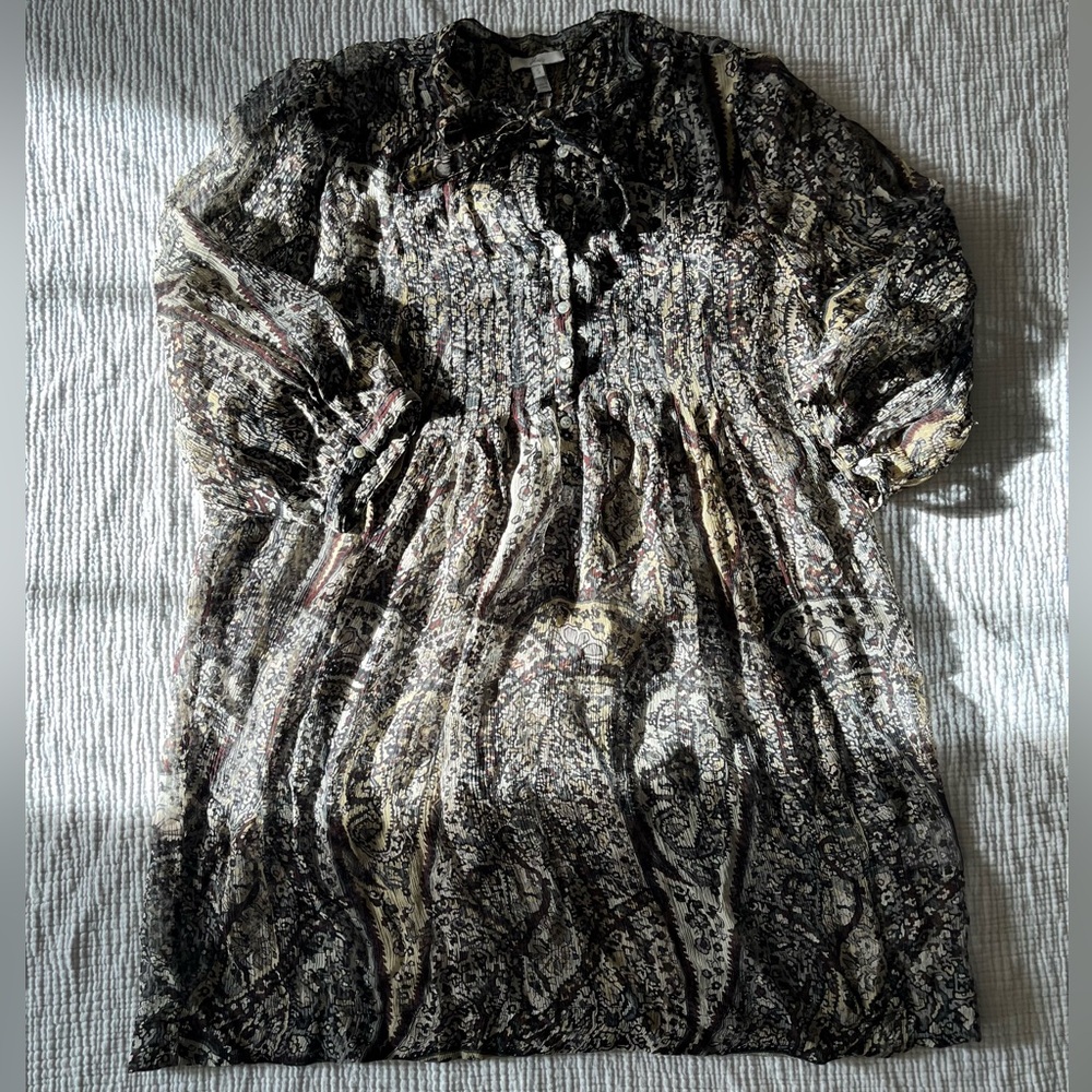 Joie 100% Silk Brown Floral Sheer Top